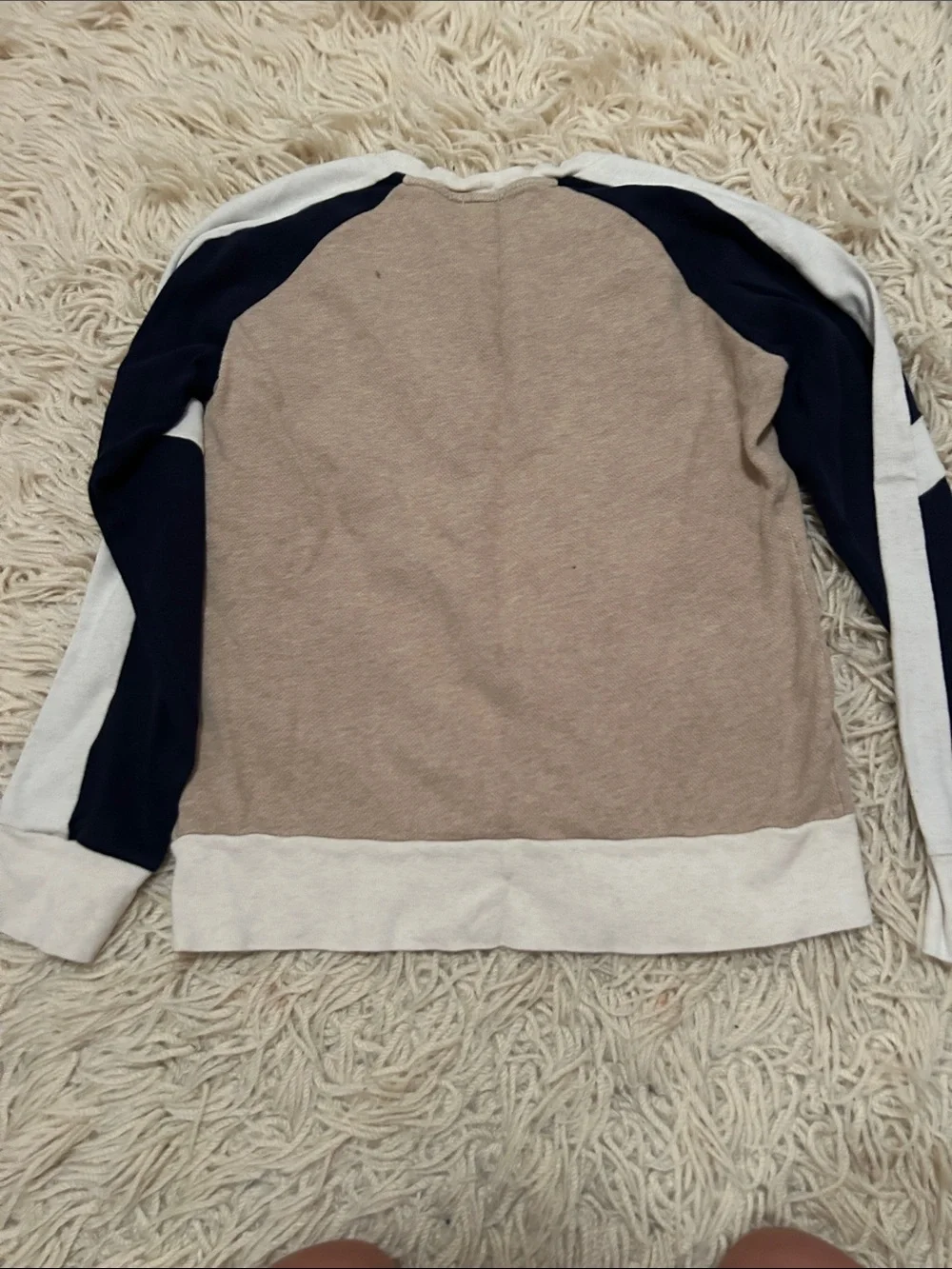J. Crew Taupe, Navy & White Colorblock Crewneck Sweatshirt